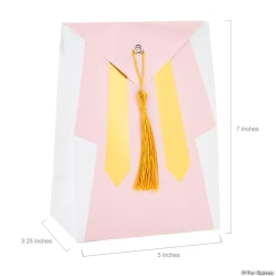 Pink Graduation Favour Treat Bag with Tassel-6Pk